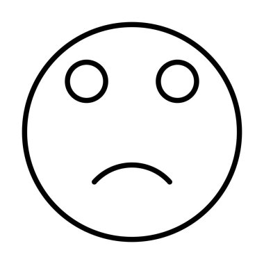Üzücü Endişe Gülen Yüz Vektör Satır Simgesi Tasarımı
