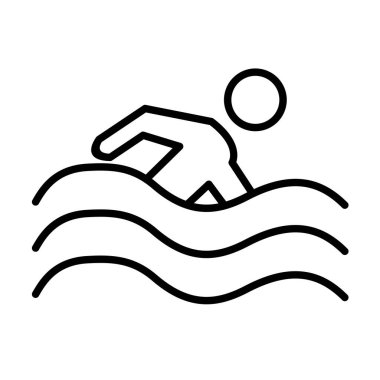 Yüzme Vektör Hattı Simgesi Tasarımı