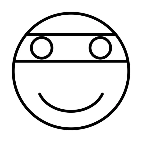 Ninja Sonriente Cara Vector Línea Icono Diseño — Vector de stock