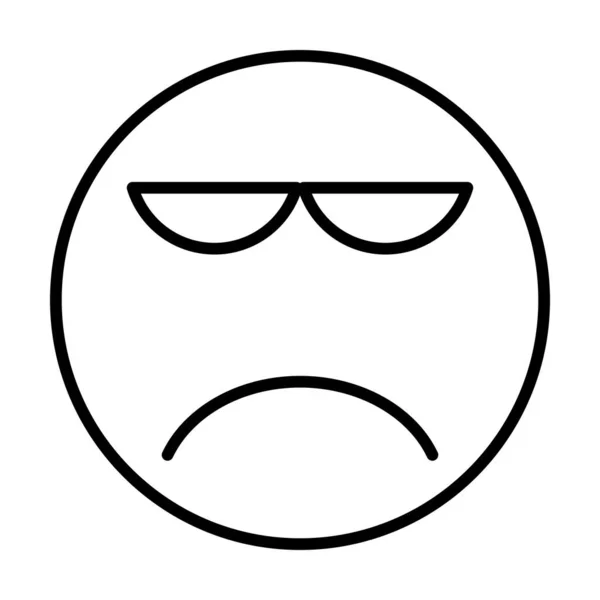 Triste Cara Sonriente Vector Line Icon Desig — Vector de stock