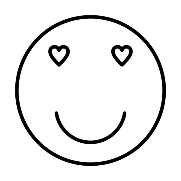 Heart Eye Smiley Face Vector Line Icon Desig — Stock Vector