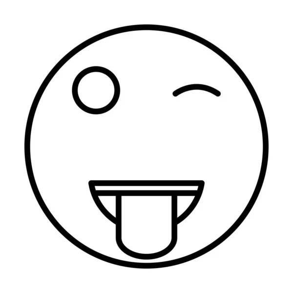 Loco Tounge Out Smiley Vector Line Icono Diseño — Vector de stock