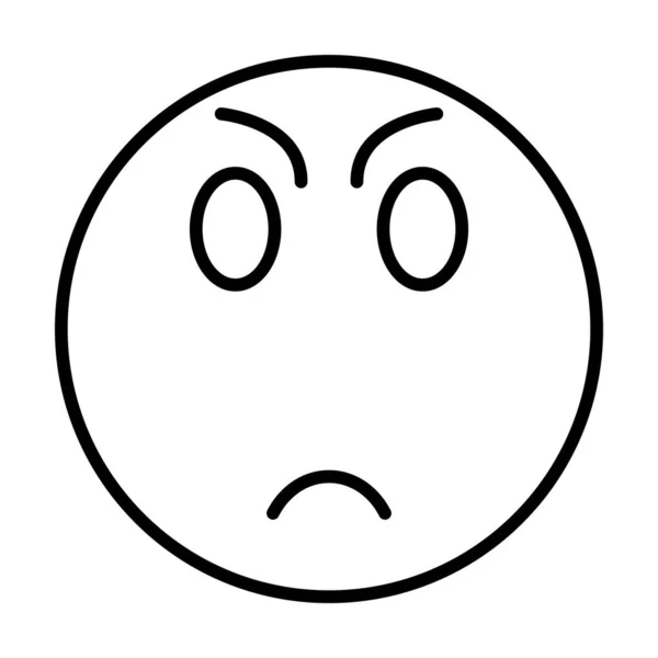 愤怒的笑脸矢量线Icon设计 — 图库矢量图片