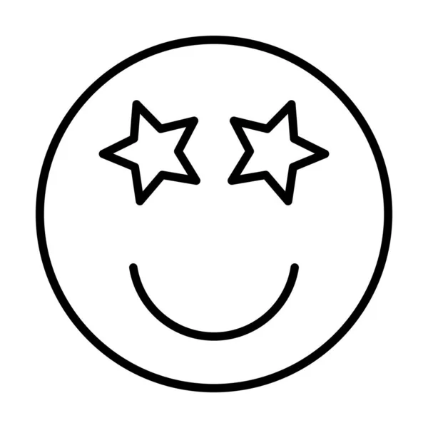 Star Eyes Smiley Face Vector Line Icon Desig — Vector de stock