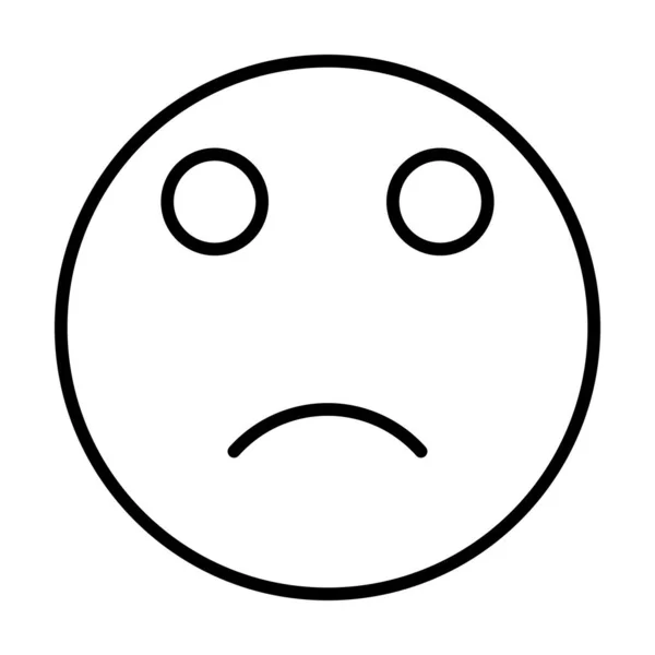 Triste Preocupación Smiley Face Vector Line Icon Desig — Vector de stock