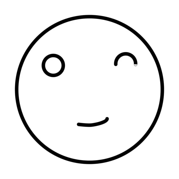 Wink Smiley Vector Line Icône Desig — Image vectorielle