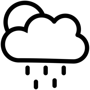 Gece Yağmuru Vektör Hattı Simge Tasarımı