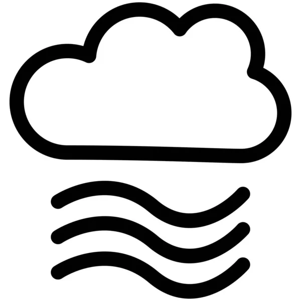 Linha Vetor Nuvem Ventosa Icon Desig —  Vetores de Stock