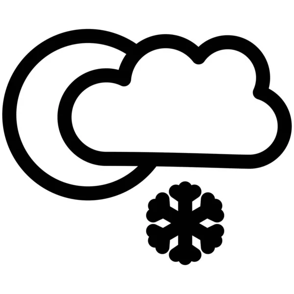 Snowy Cloud Night Vector Line Ikon Dizájn — Stock Vector