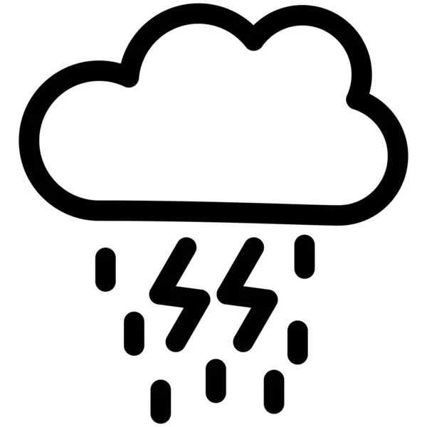 Thuner Rain Vector Line Icon Desig — Stockový vektor