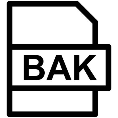 BAK Dosya Biçimi Vektör Satırı Simgesi Tasarımı