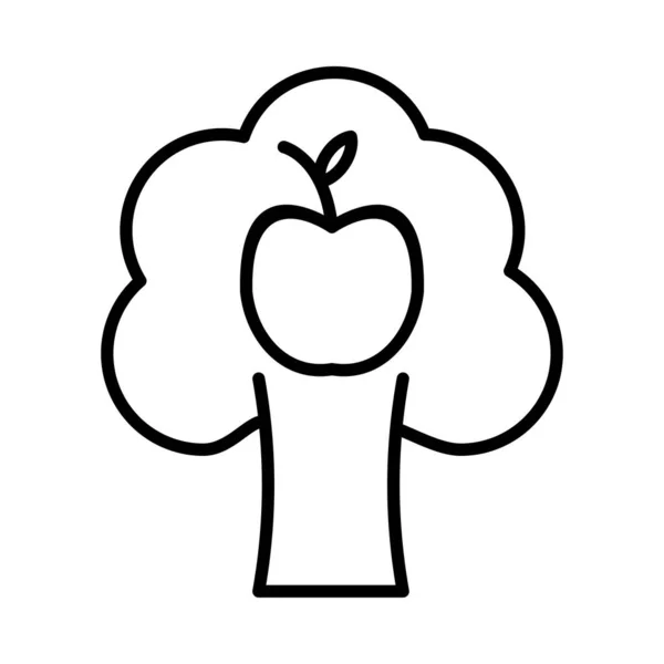 Apple Träd Vektor Linje Ikonen Desig — Stock vektor