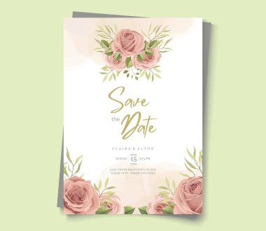 Güzel gülleri olan zarif bir düğün kartı