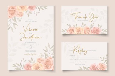 Çiçek açan yumuşak renkli düğün davetiyesi şablonu