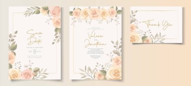 Çiçek açan yumuşak renkli düğün davetiyesi şablonu