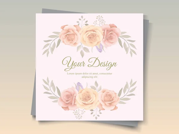 Elegante Bloemen Frame Achtergrond Ontwerp Met Zachte Kleur Bloeiende Rozen — Stockvector