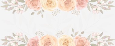 Rengarenk çiçek çiçekli zarif bir pankart.