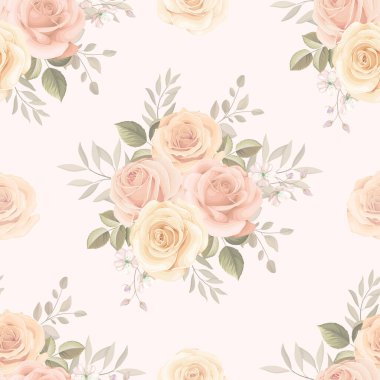 El çizimi çiçek desenli kusursuz desen tasarımı