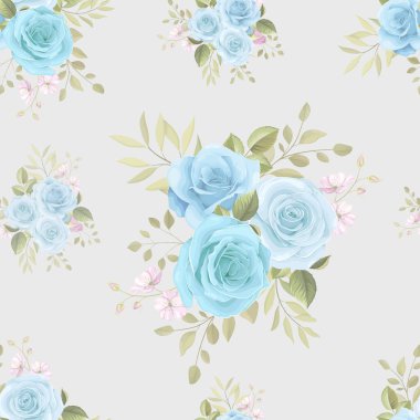 El çizimi çiçek desenli kusursuz desen tasarımı