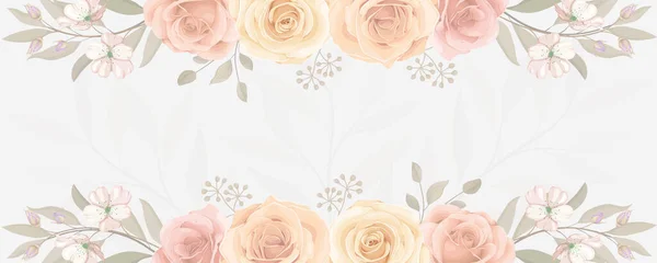 Elegantes Banner Mit Bunt Blühendem Rosenblütenschmuck — Stockvektor