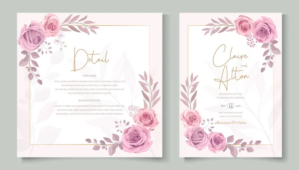 Χειροποίητο Λουλούδι Λουλούδια Σχέδιο Γαμήλιας Κάρτας — Διανυσματικό Αρχείο