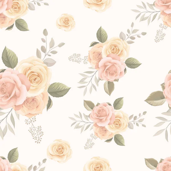 Schöne Nahtlose Muster Design Mit Handgezeichneten Floralen Hintergrund — Stockvektor