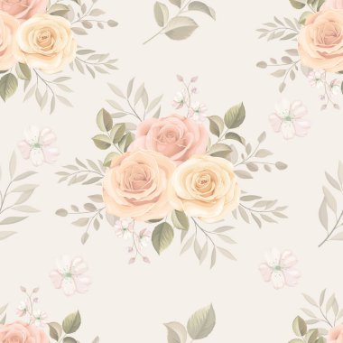 El çizimi çiçek desenli kusursuz desen tasarımı