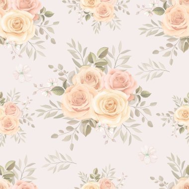 El çizimi çiçek desenli kusursuz desen tasarımı