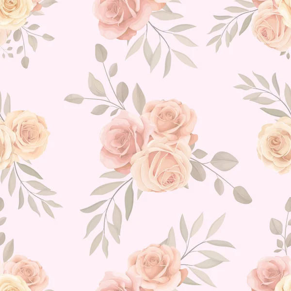 Dessiné Main Fleur Rose Motif Sans Couture Design — Image vectorielle