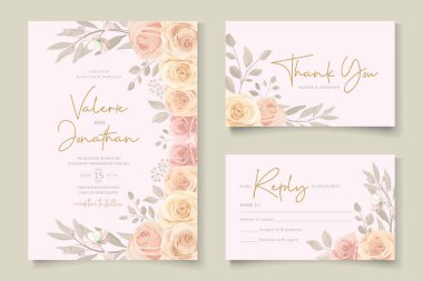 El çizimi zarif bir düğün kartı şablonu.