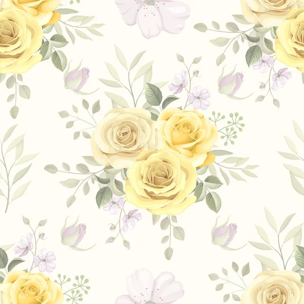 Schöne Gelbe Florale Nahtlose Muster Hintergrunddesign — Stockvektor