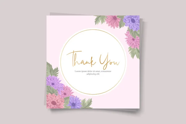 色とりどりの菊の花飾りと結婚招待状のデザイン — ストックベクタ