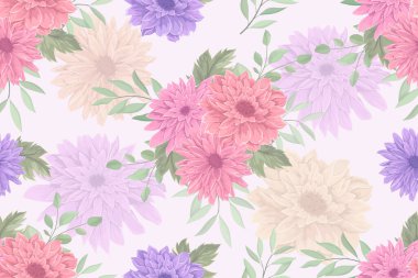 El çizimi kasımpatı çiçeği kusursuz desen tasarımı