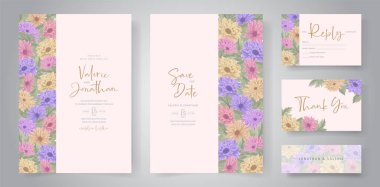 Düğün davetiyesi tasarımı ve güzel kasımpatı çiçek süsü.