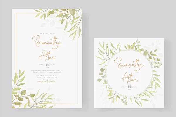 Yaprak süslemeli modern düğün davetiyesi şablonu tasarımı