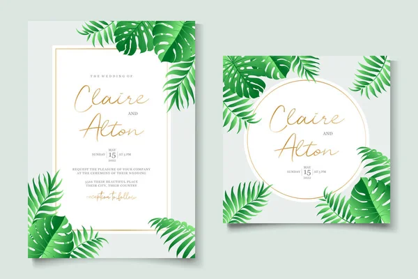 Tropik temalı düğün davetiyesi şablonu tasarımı