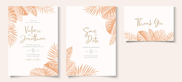 Шаблон пригласительного билета с тропическим листом