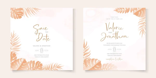 Wedding Invitation Card Template Tropical Design — Stock Vector