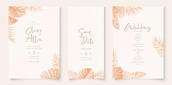 Wedding Invitation Card Template Tropical Design — Stock Vector