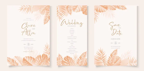 Modèle Carte Invitation Mariage Avec Design Tropical — Image vectorielle