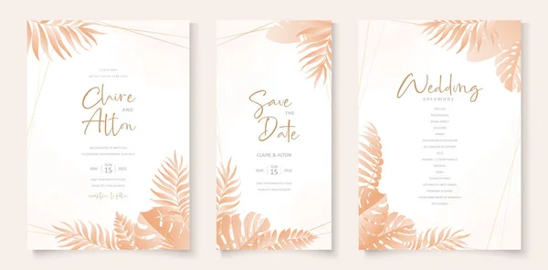 Modèle Carte Invitation Mariage Avec Design Tropical — Image vectorielle