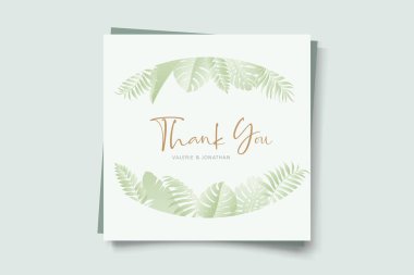 Tropikal palmiye yaprağı tasarımlı düğün davetiyesi şablonu