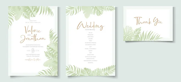 Wedding Invitation Template Tropical Palm Leaf Design — Wektor stockowy