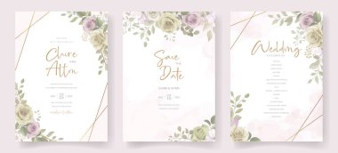 Güzel, yumuşak bir çiçek ve düğün davetiyesi tasarımı bırakır.