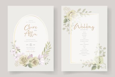 Güzel, yumuşak bir çiçek ve düğün davetiyesi tasarımı bırakır.