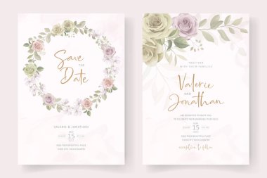 Güzel, yumuşak bir çiçek ve düğün davetiyesi tasarımı bırakır.
