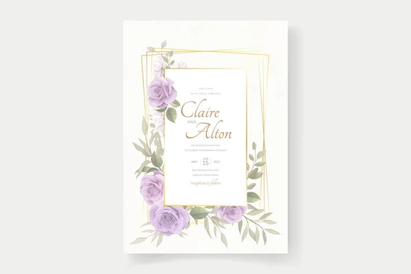 Beautiful Soft Floral Leaves Wedding Invitation Card Design — Stock Vector