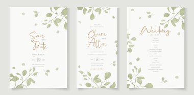 Yaprak süslemeli zarif düğün kartı tasarımı