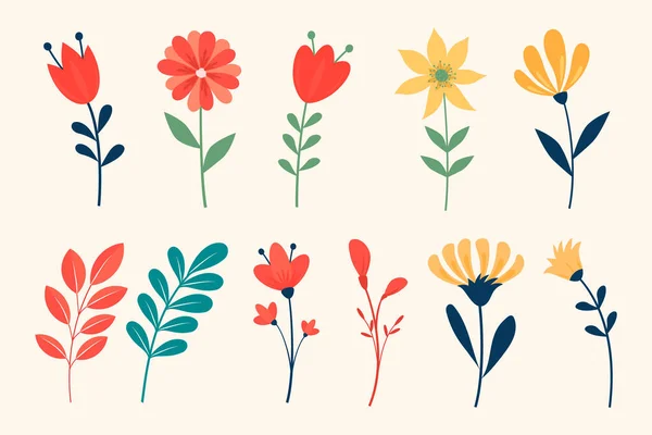 Hand Drawn Spring Flower Collection — Stock Vector