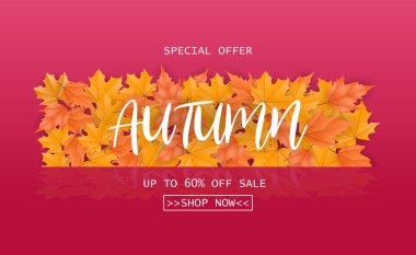 Sonbahar yapraklarında soyut sonbahar indirimi afişi